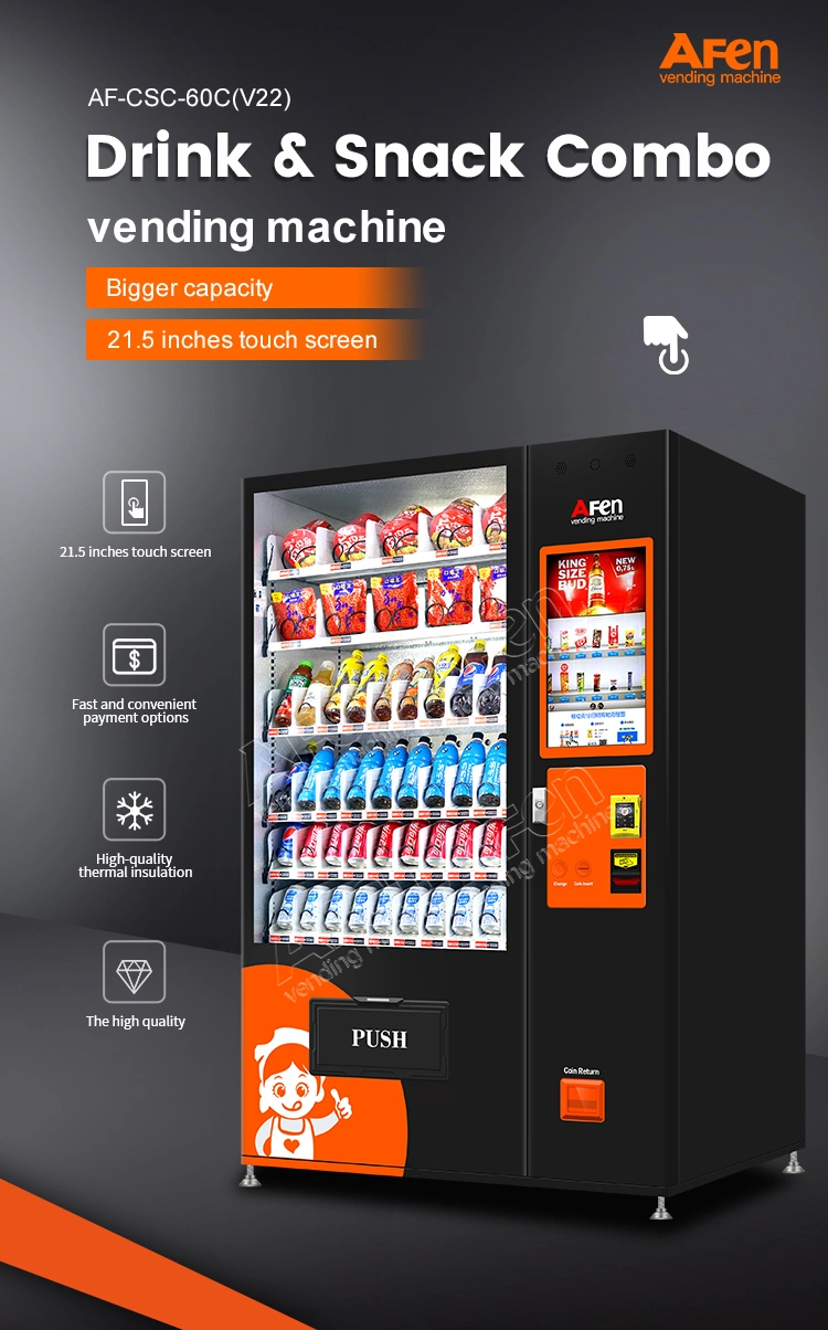 Afen Large Capacity Vending Machine 22 Inches Touch Screen Vending Snack Drink Machine