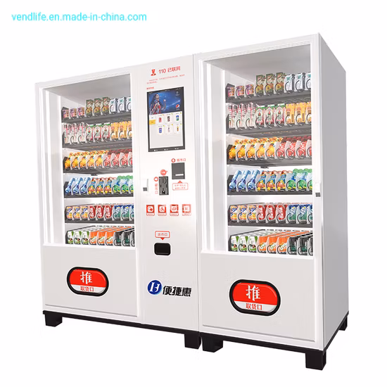 Autoservicio inteligente de 24 horas, máquina expendedora automática de bebidas y bocadillos de alimentos lácteos